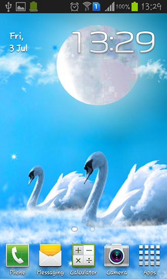 Swans lovers: Glow - ladda ner levande bakgrundsbilder till Android 4.2.1 mobiler.