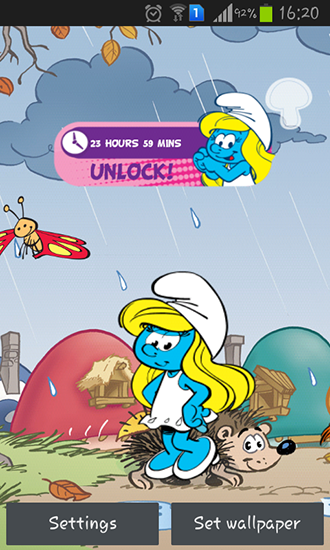 Gratis Interactive live wallpaper för Android på surfplattan arbetsbordet: The Smurfs.