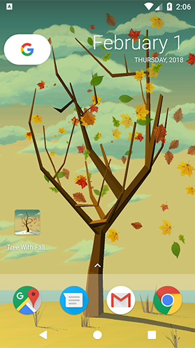 Ladda ner Tree with falling leaves - gratis live wallpaper för Android på skrivbordet.