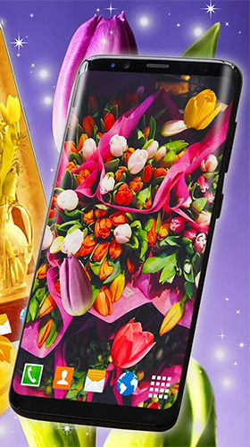 Ladda ner Tulips by 3D HD Moving Live Wallpapers Magic Touch Clocks - gratis live wallpaper för Android på skrivbordet.