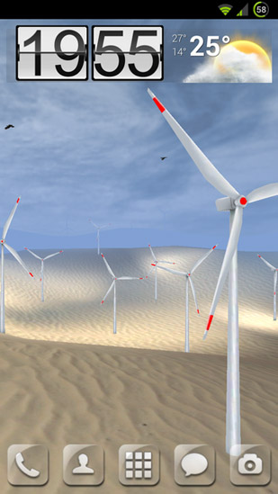 Gratis levande bakgrundsbilder Wind turbines 3D på Android-mobiler och surfplattor.