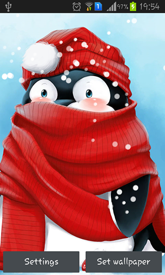 Winter penguin - ladda ner levande bakgrundsbilder till Android 2.3 mobiler.