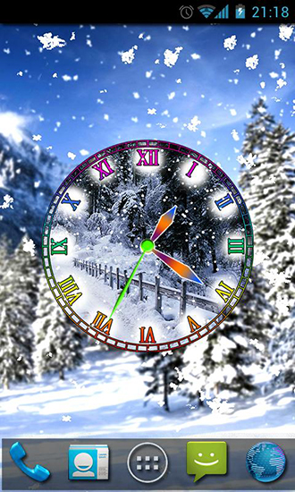 Winter snow clock - ladda ner levande bakgrundsbilder till Android 4.2.1 mobiler.