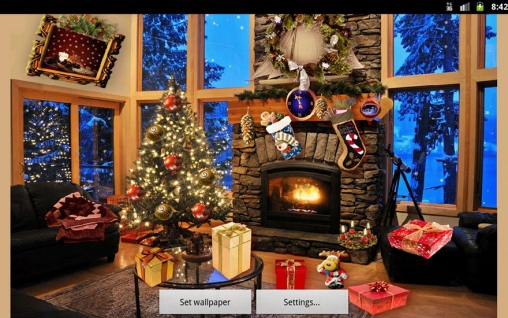 Ladda ner Christmas fireplace - gratis live wallpaper för Android på skrivbordet.