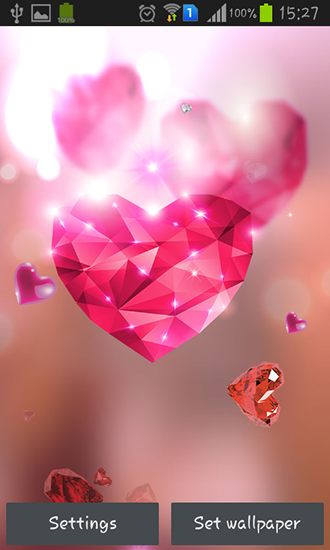 Ladda ner Diamond hearts by Live wallpaper HQ - gratis live wallpaper för Android på skrivbordet.