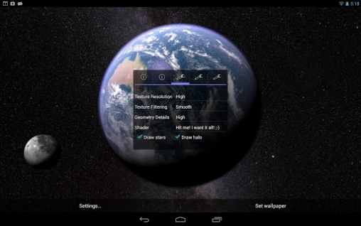 Ladda ner Earth and moon in gyro 3D - gratis live wallpaper för Android på skrivbordet.