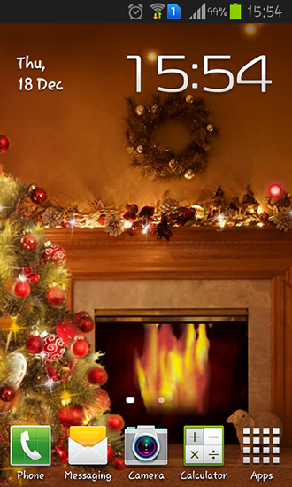 Ladda ner Fireplace New Year 2015 - gratis live wallpaper för Android på skrivbordet.