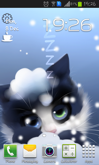 Ladda ner Frosty the kitten - gratis live wallpaper för Android på skrivbordet.