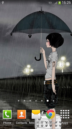 Ladda ner Girl and rainy day - gratis live wallpaper för Android på skrivbordet.