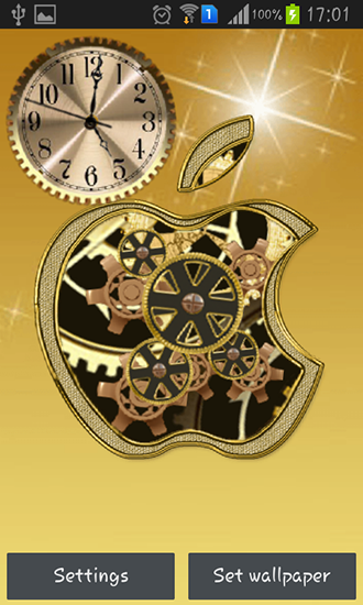 Ladda ner Golden apple clock - gratis live wallpaper för Android på skrivbordet.