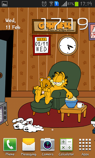 Ladda ner Home sweet: Garfield - gratis live wallpaper för Android på skrivbordet.