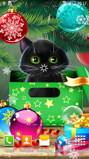 Ladda ner Kitten on Christmas - gratis live wallpaper för Android på skrivbordet.