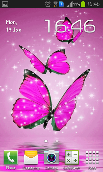 Ladda ner Pink butterfly - gratis live wallpaper för Android på skrivbordet.