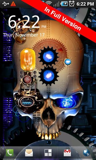 Ladda ner Steampunk skull - gratis live wallpaper för Android på skrivbordet.