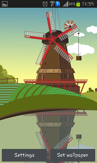 Ladda ner Windmill and pond - gratis live wallpaper för Android på skrivbordet.