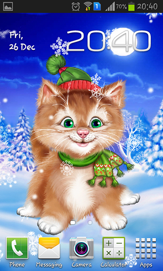 Ladda ner Winter cat - gratis live wallpaper för Android på skrivbordet.