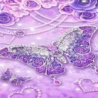 Förutom levande bakgrundsbild till Android Flower bud ström, ladda ner gratis live wallpaper APK Purple diamond butterfly andra.